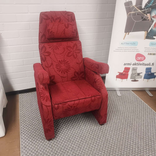Armi Aktiivituoli Classic (tummanpunainen kukkakuvio) - mitoitus lyhyelle henkilölle